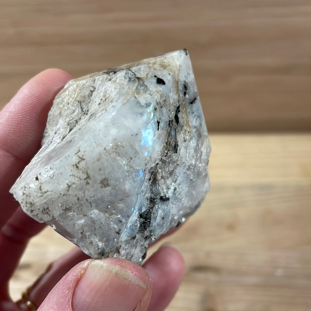 Rainbow Moonstone Raw with Cut and Polished Point
