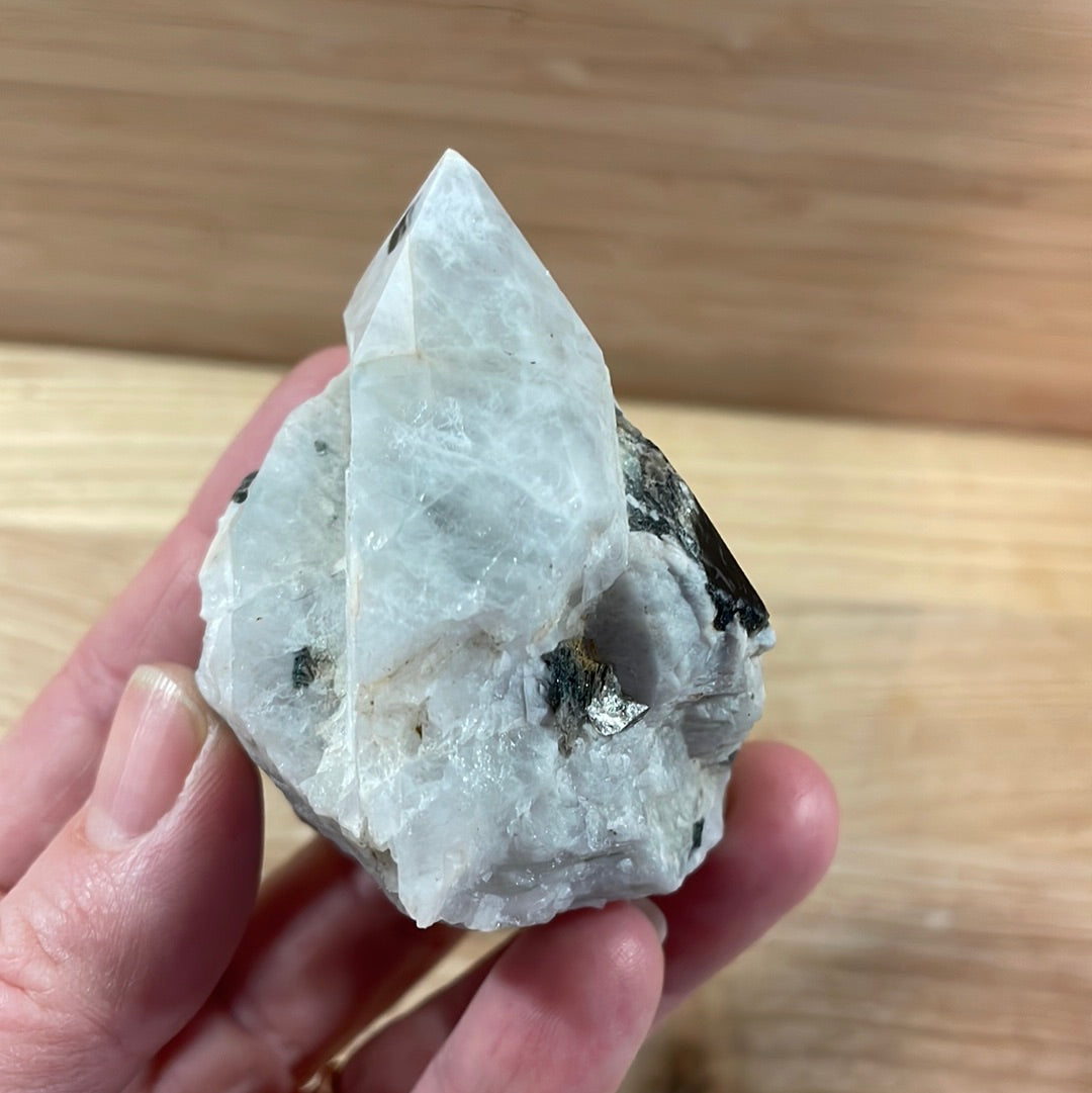 Rainbow Moonstone Raw with Cut and Polished Point