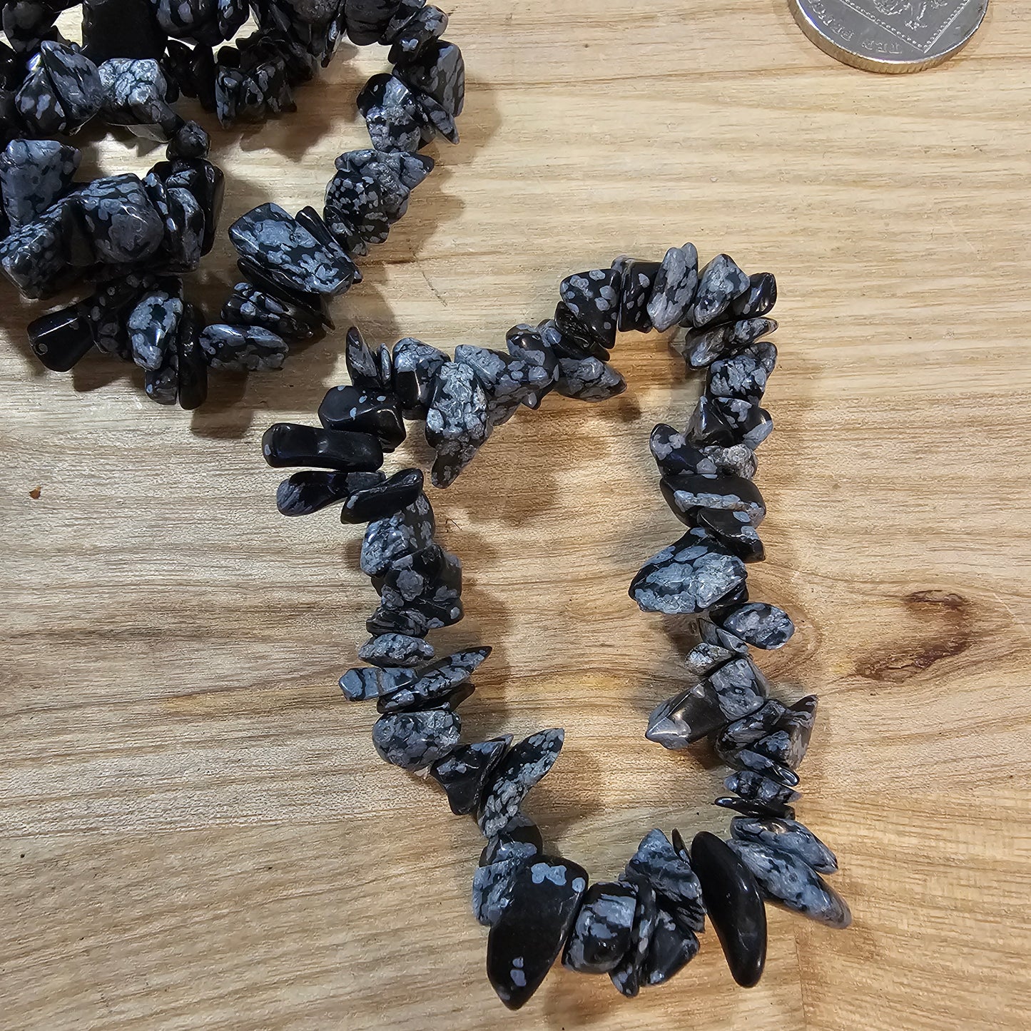 Snowflake Obsidian Chip Bracelet