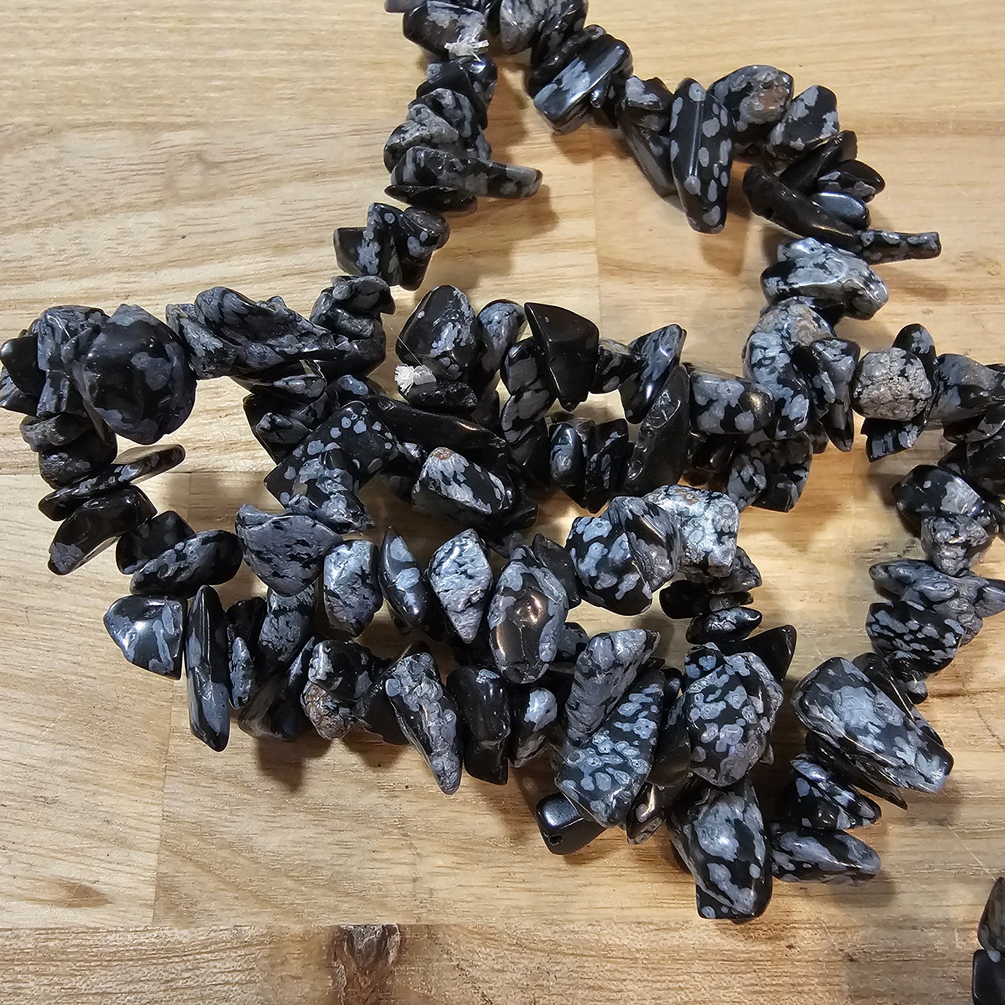 Snowflake Obsidian Chip Bracelet