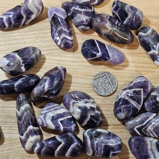 Chevron Amethyst polished pebbles