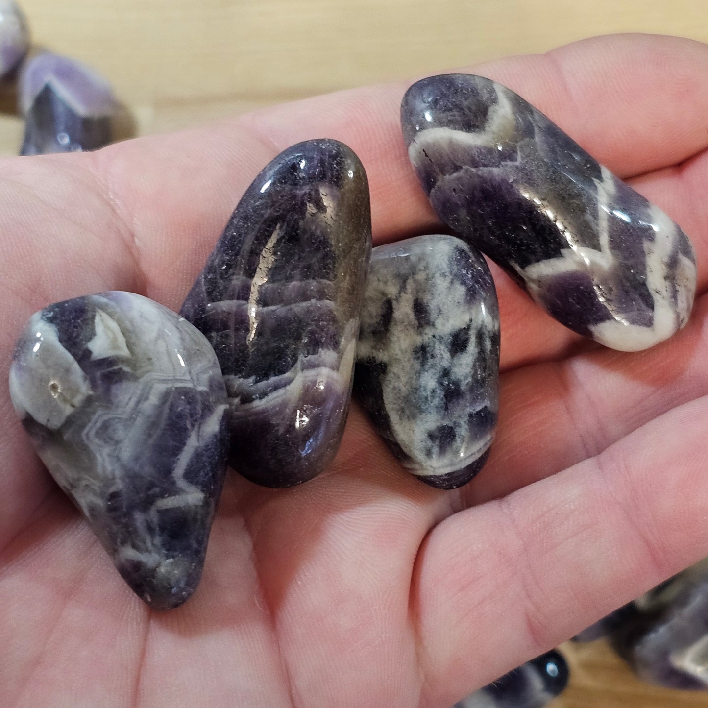 Chevron Amethyst polished pebbles