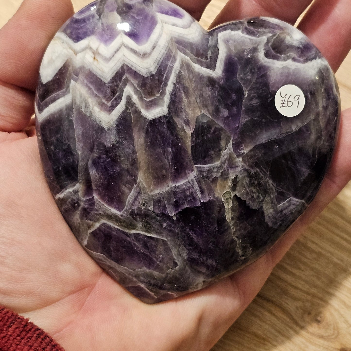 Chevron Amethyst Large Hearts