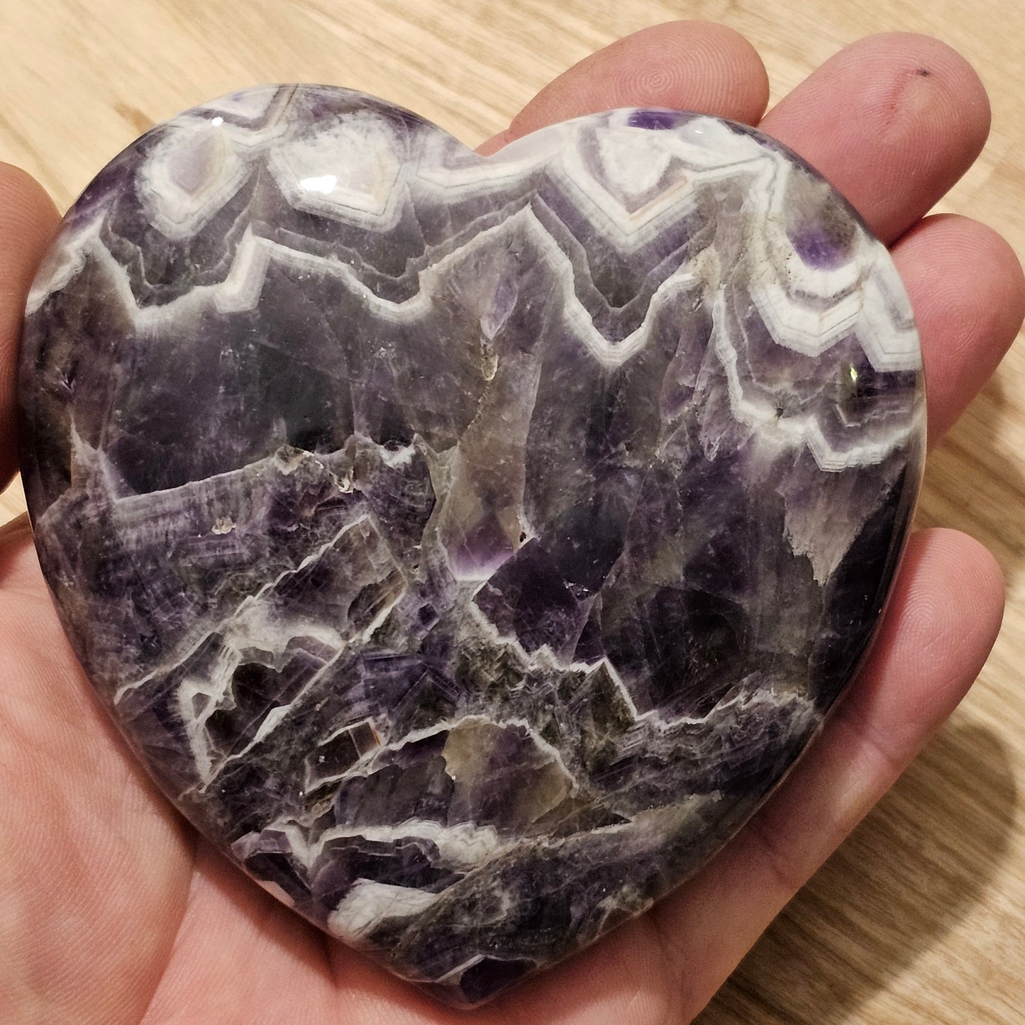 Chevron Amethyst Large Hearts