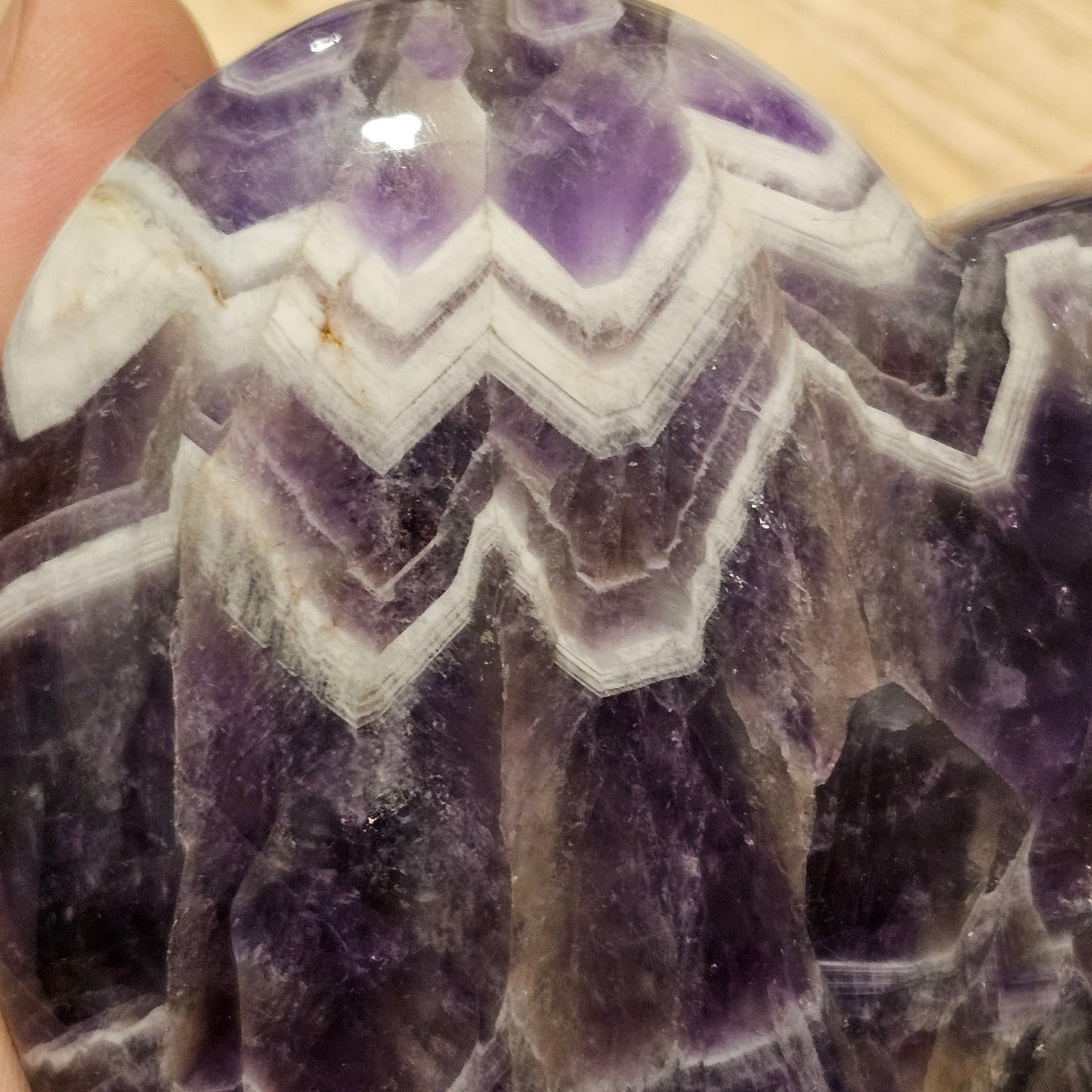 Chevron Amethyst Large Hearts