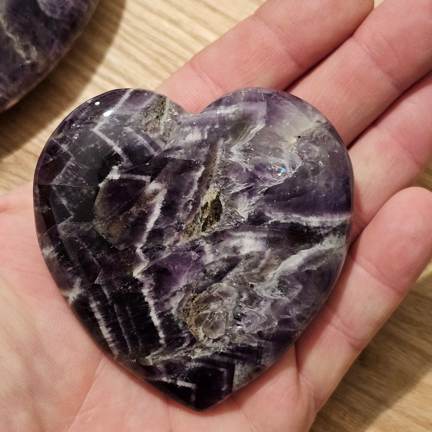 Chevron Amethyst Large Hearts