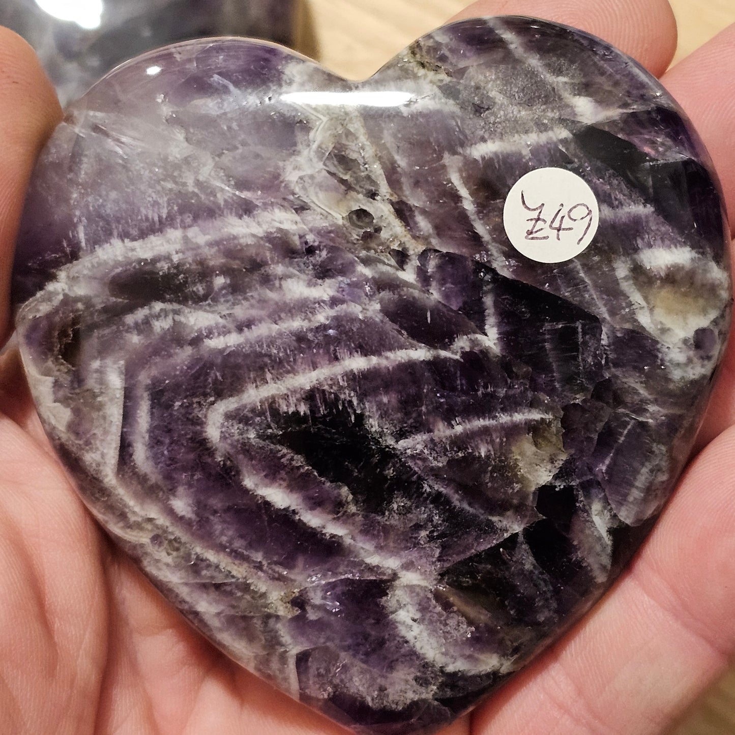 Chevron Amethyst Large Hearts