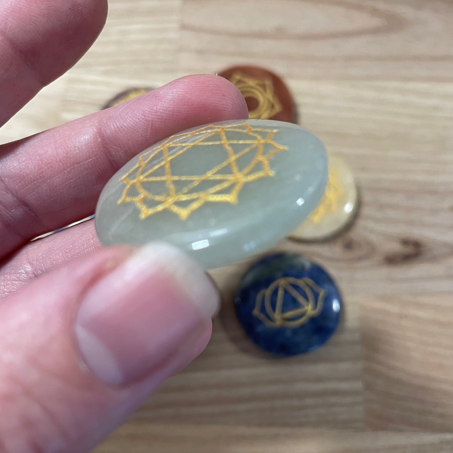 Chakra Engraved Crystal Flat Stones