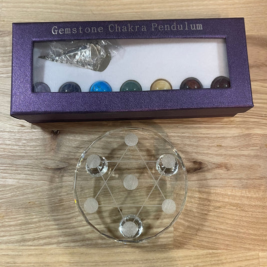 Chakra Crystal Grid & Pendulum Set