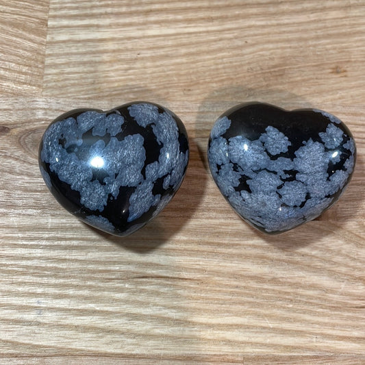 Snowflake Obsidian Puffy Heart