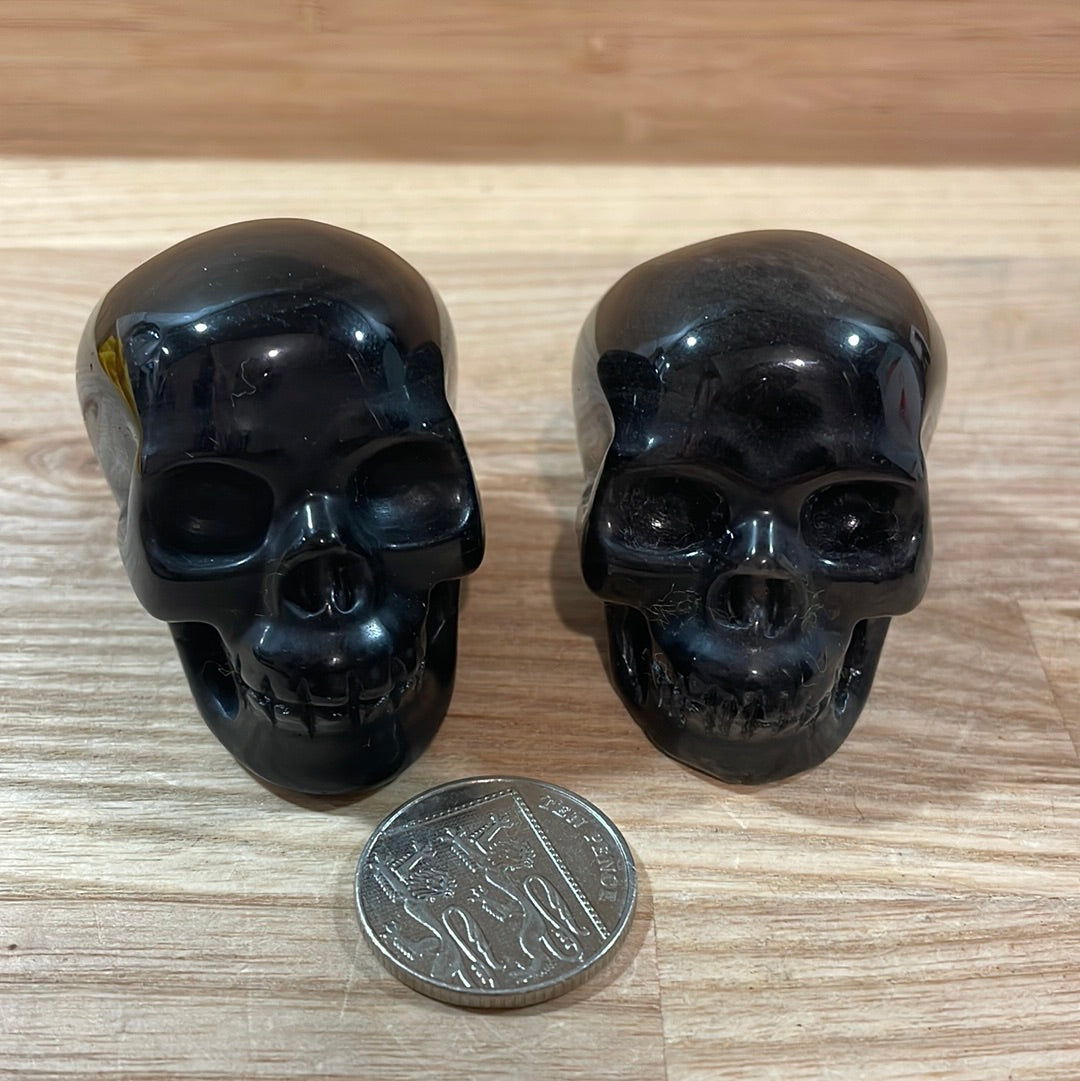 'Silver' Sheen Obsidian Skulls