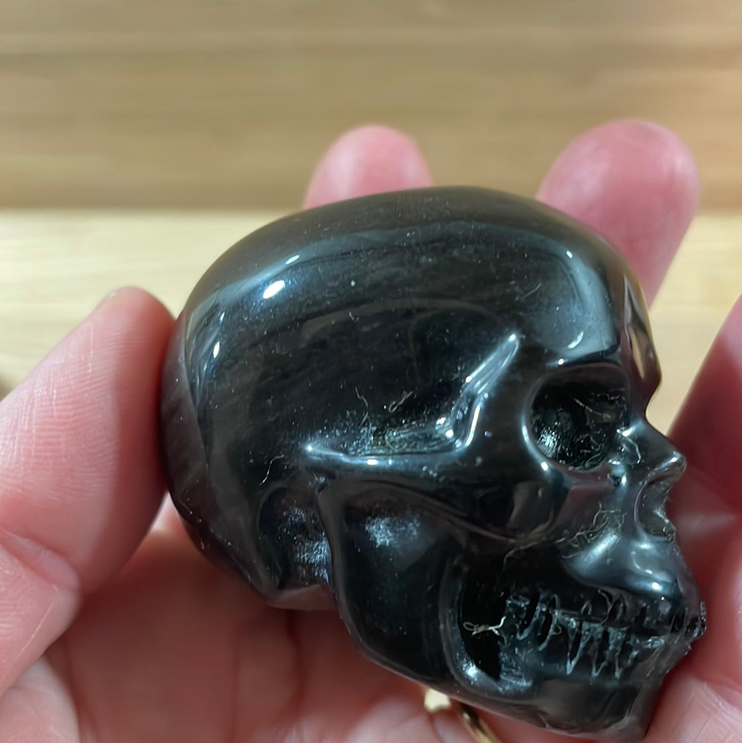 'Silver' Sheen Obsidian Skulls