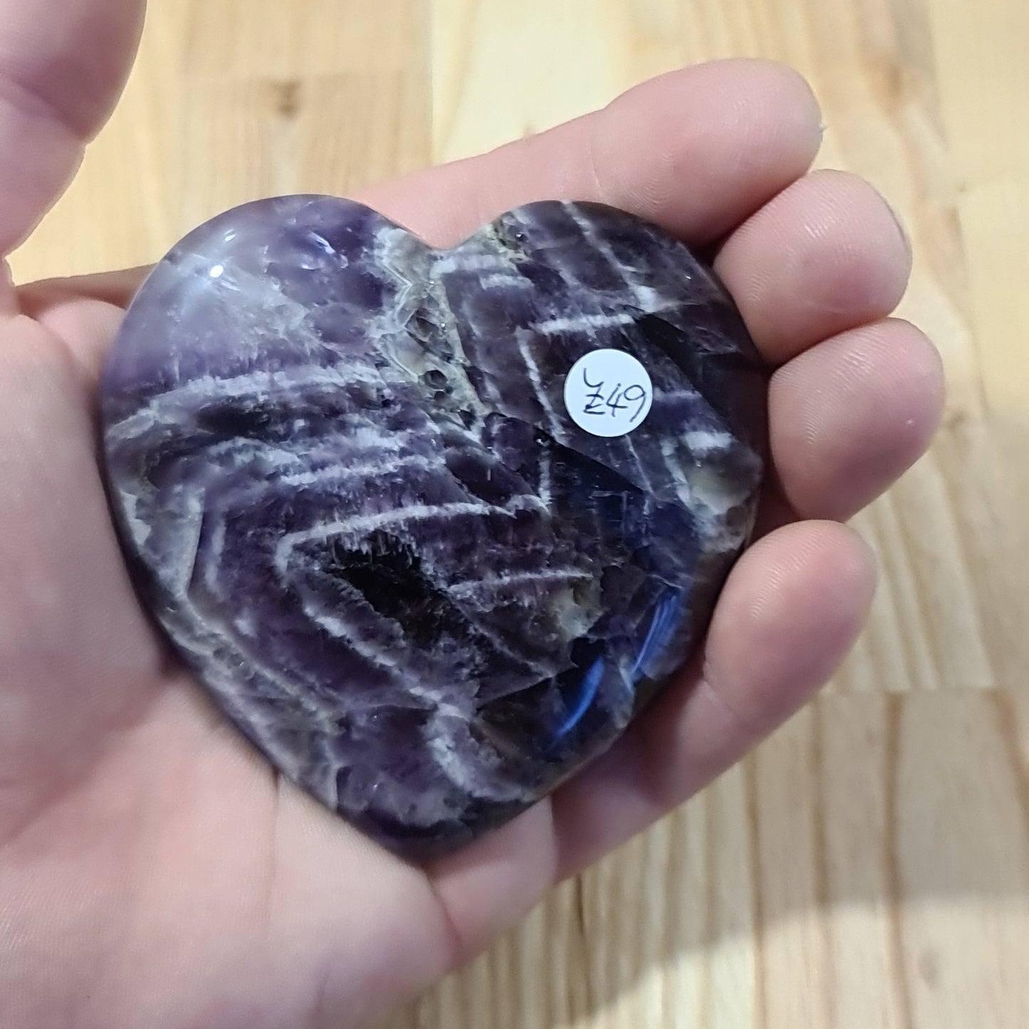 Chevron Amethyst polished hearts