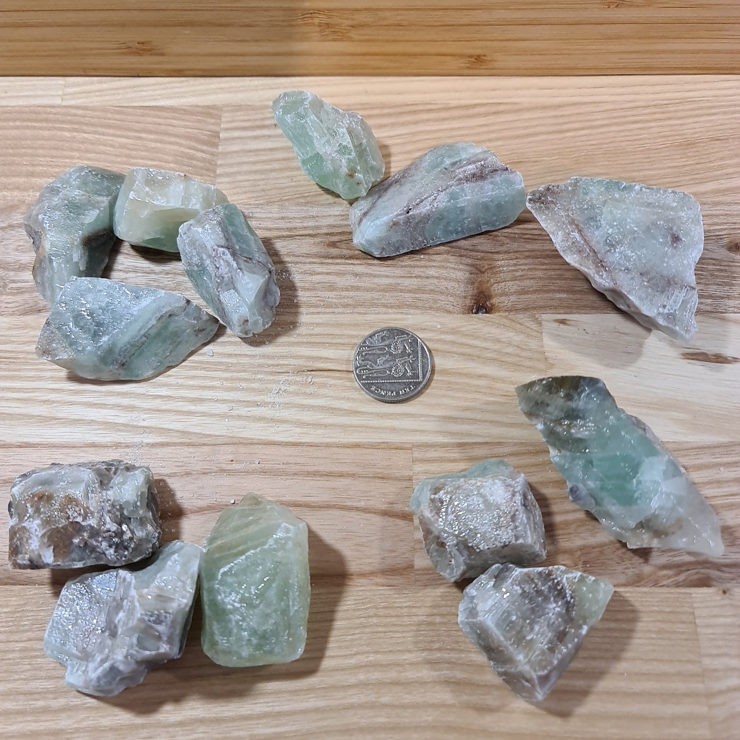 Green Calcite Pieces