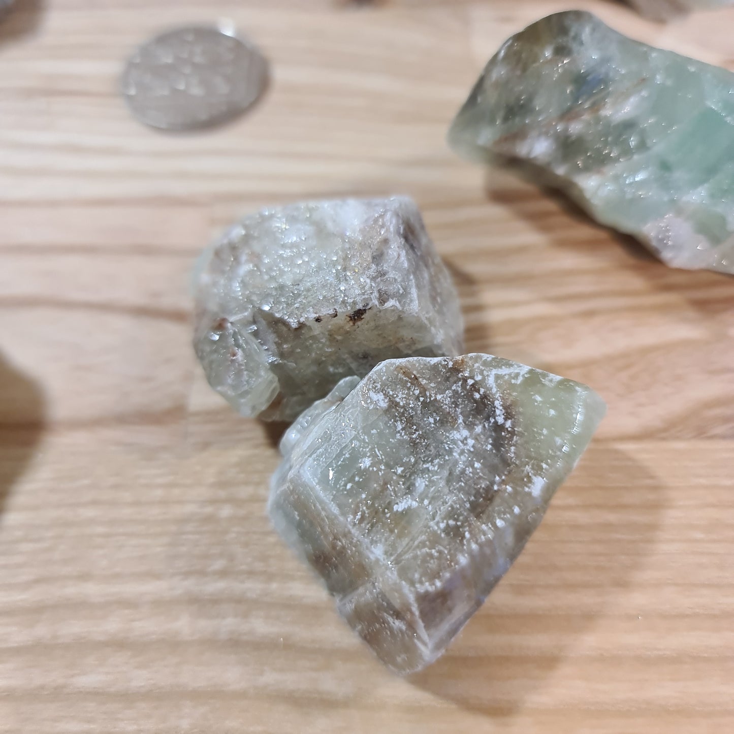 Green Calcite Pieces