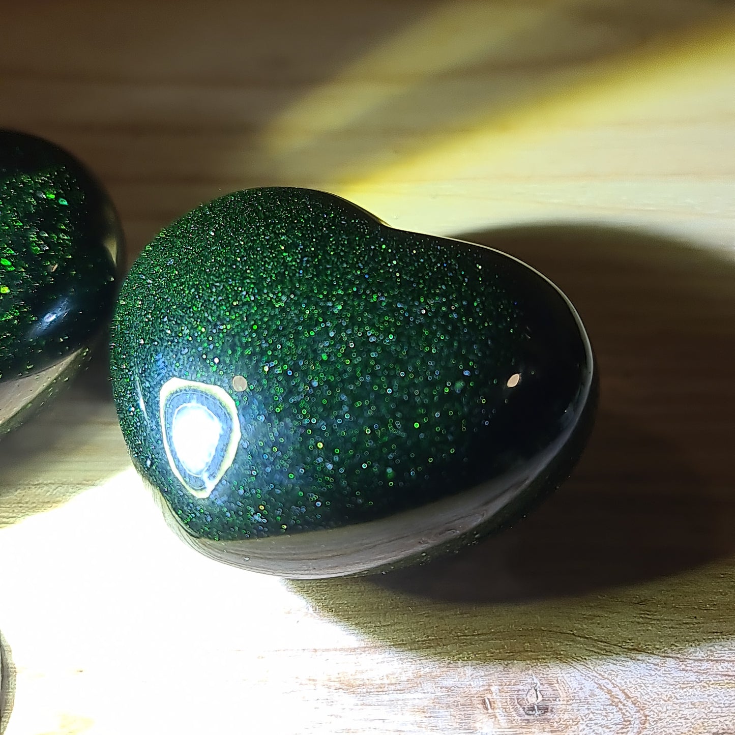 Green Goldstone Puffy Heart