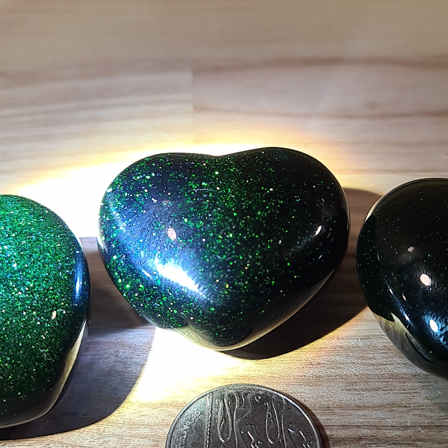 Green Goldstone Puffy Heart