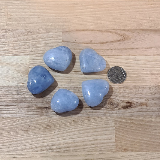 Blue Calcite Puffy Hearts (Small)