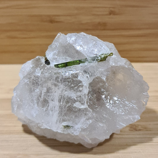 Green Tourmaline with Mica and Lepidolite in Quartz