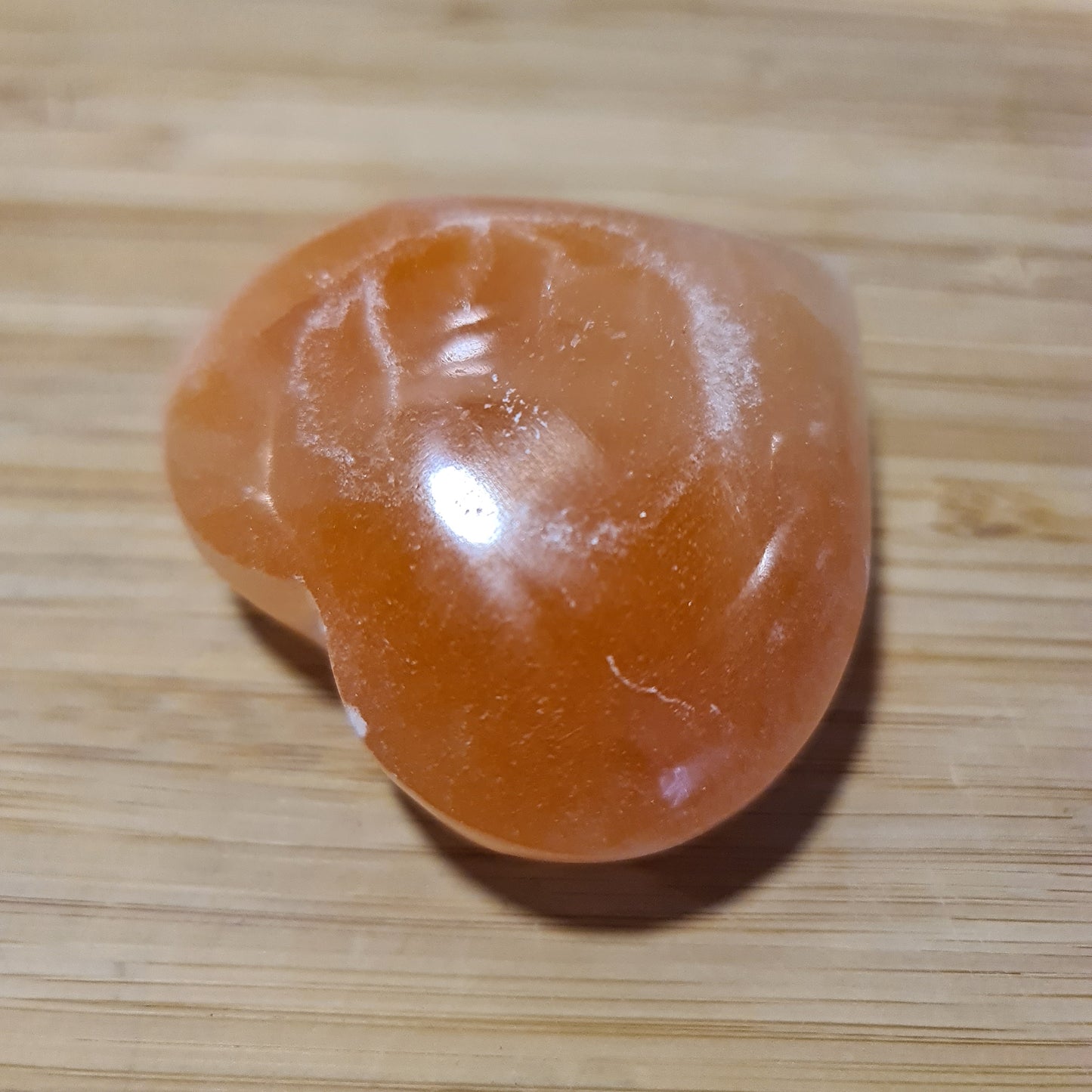 Orange Selenite Puff Heart
