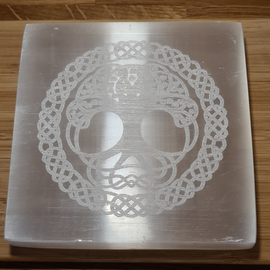 Selenite Tree of Life Square Charger Plate (13cm)