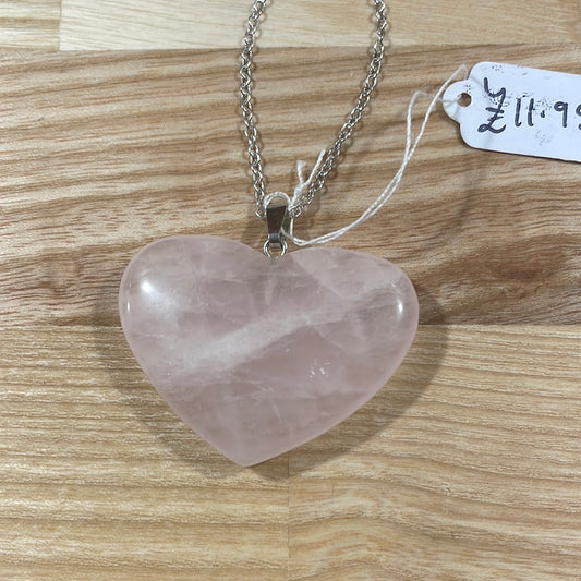 Rose Quartz Heart Pendant (Large)
