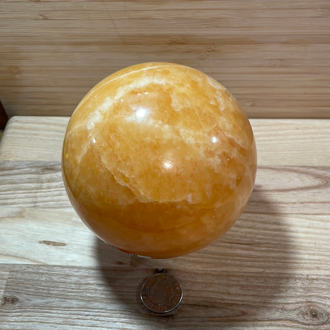Orange Calcite Sphere (1468g)