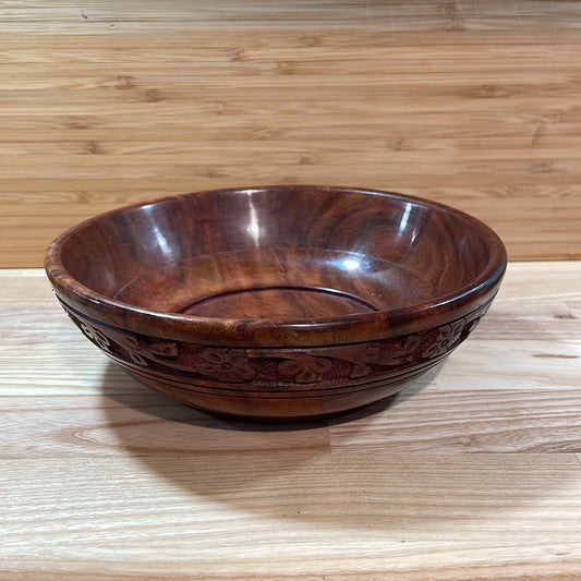 Hand Carved Sheesham Wooden Bowl